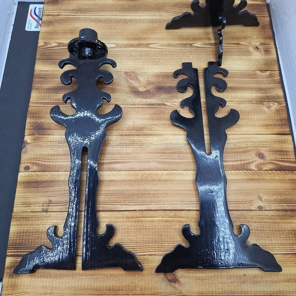 Holiday Halloween Colapsable Candle Sticks‎ Set X2 Metal Black